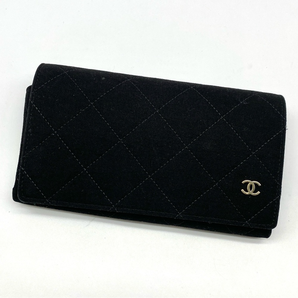 CHANEL Black Denim Quilted Sunglasses Eyeglass Case with Silver Logo